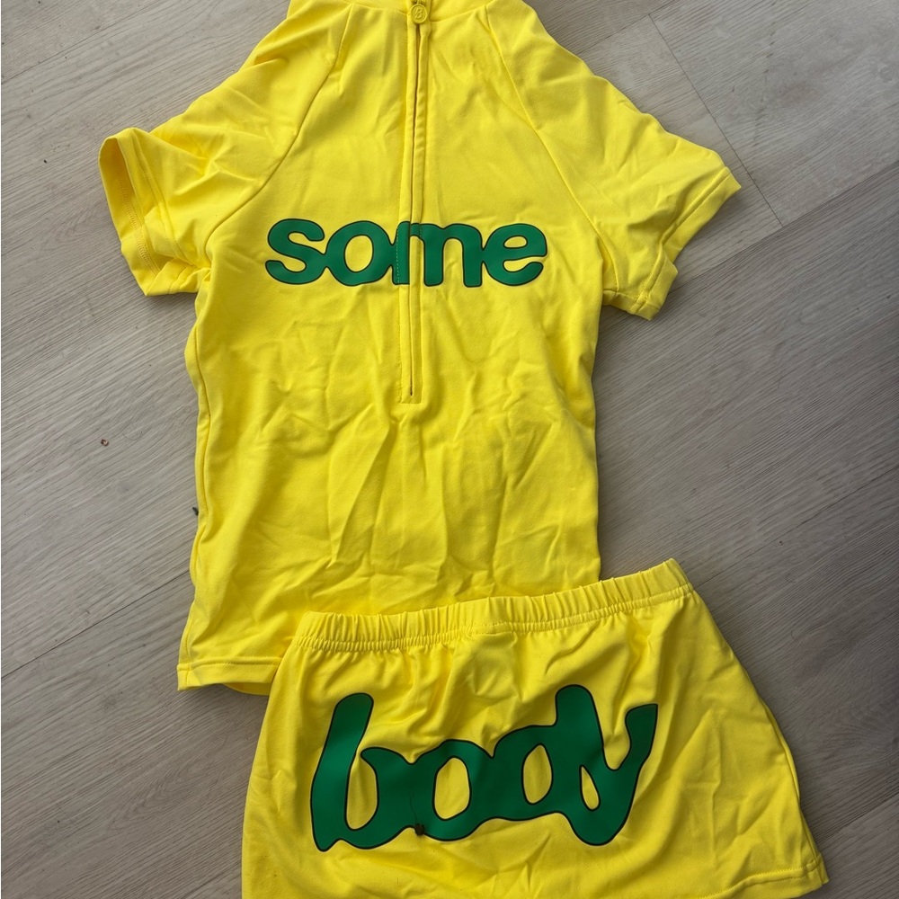 Yellow Women's Skort Set with Green Logo